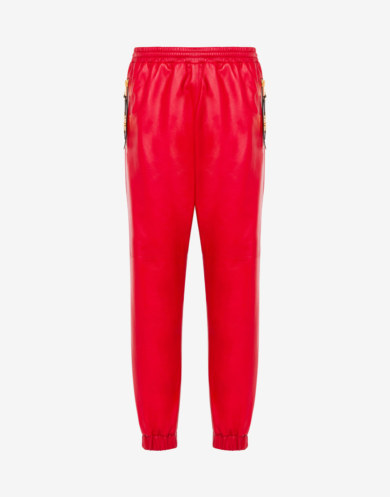 MINI LETTERING ZIP PULLER NAPPA LEATHER JOGGERS 1