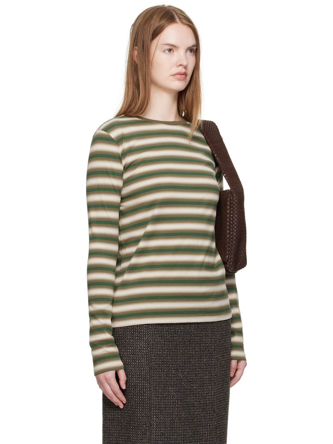 Brown & Green Gradient Stripe Jersey L/S T-shirt - 2