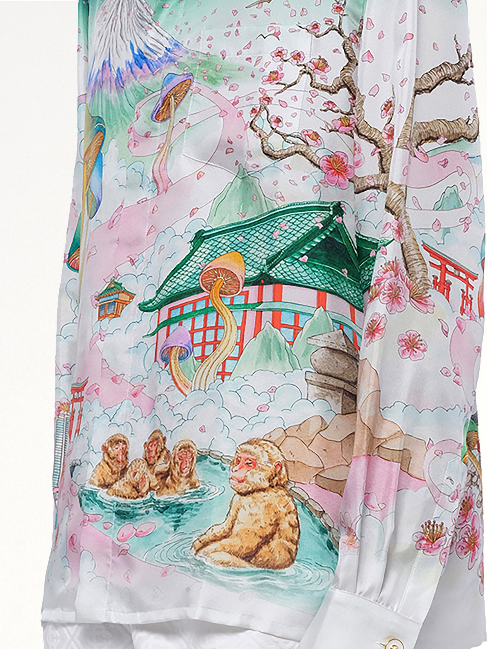 Silk Satin Flowers Shirt in Multicolour - 5