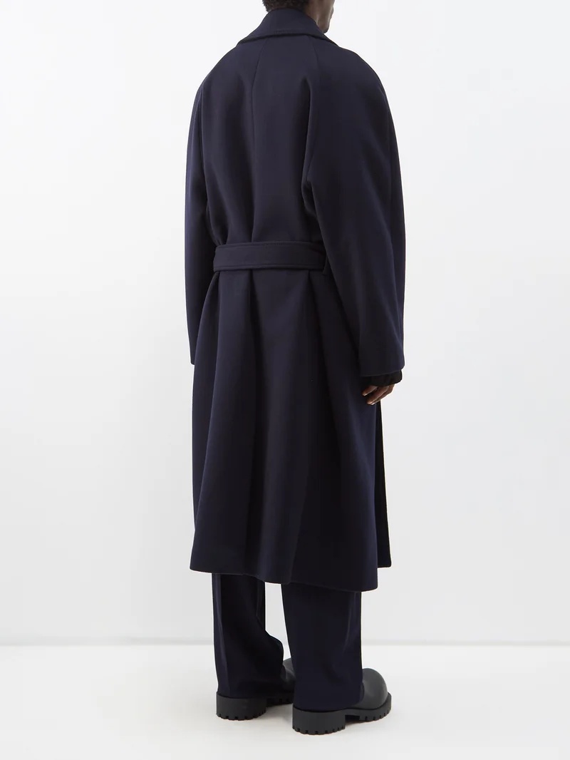 BALENCIAGA Raglan-sleeve belted cashmere coat