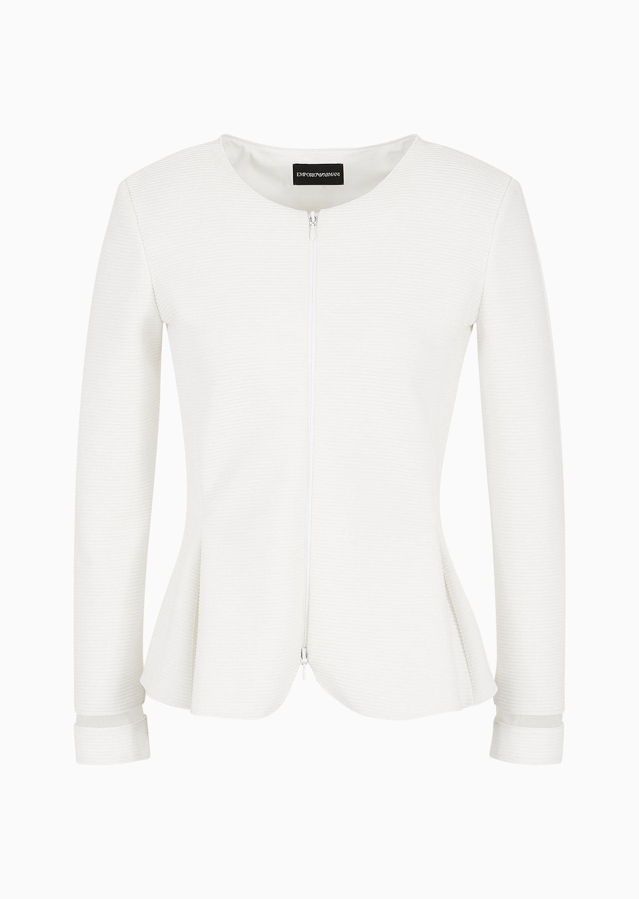 Ottoman jersey, single-breasted jacket with godet pleats - 1