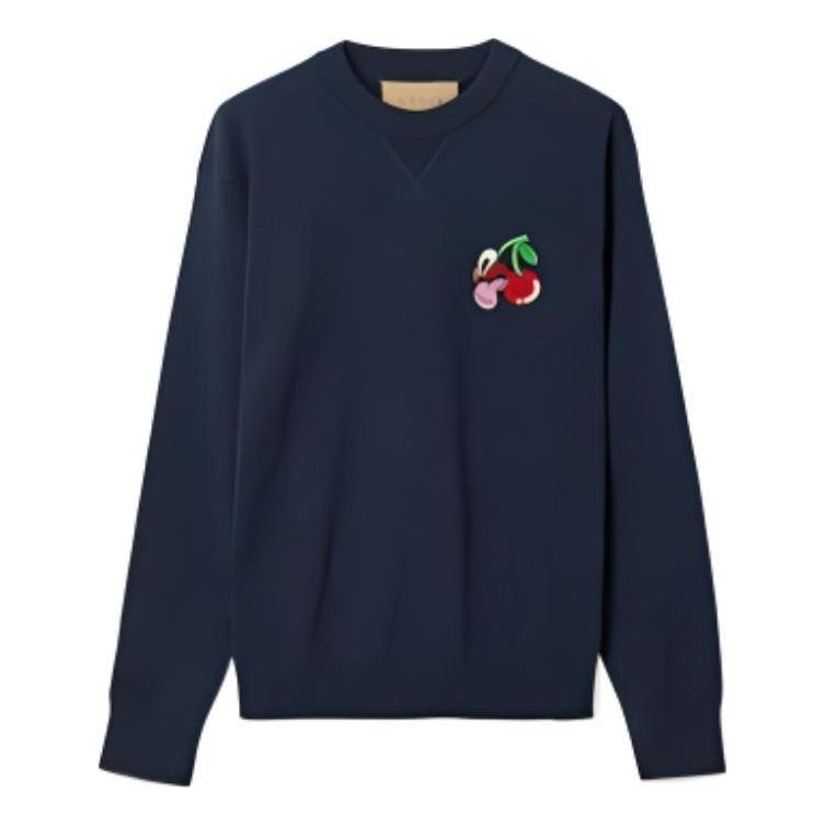 Gucci Cotton Wool Sweater With Patch 'Dark Blue' 781331-XKDZQ-4669 - 1