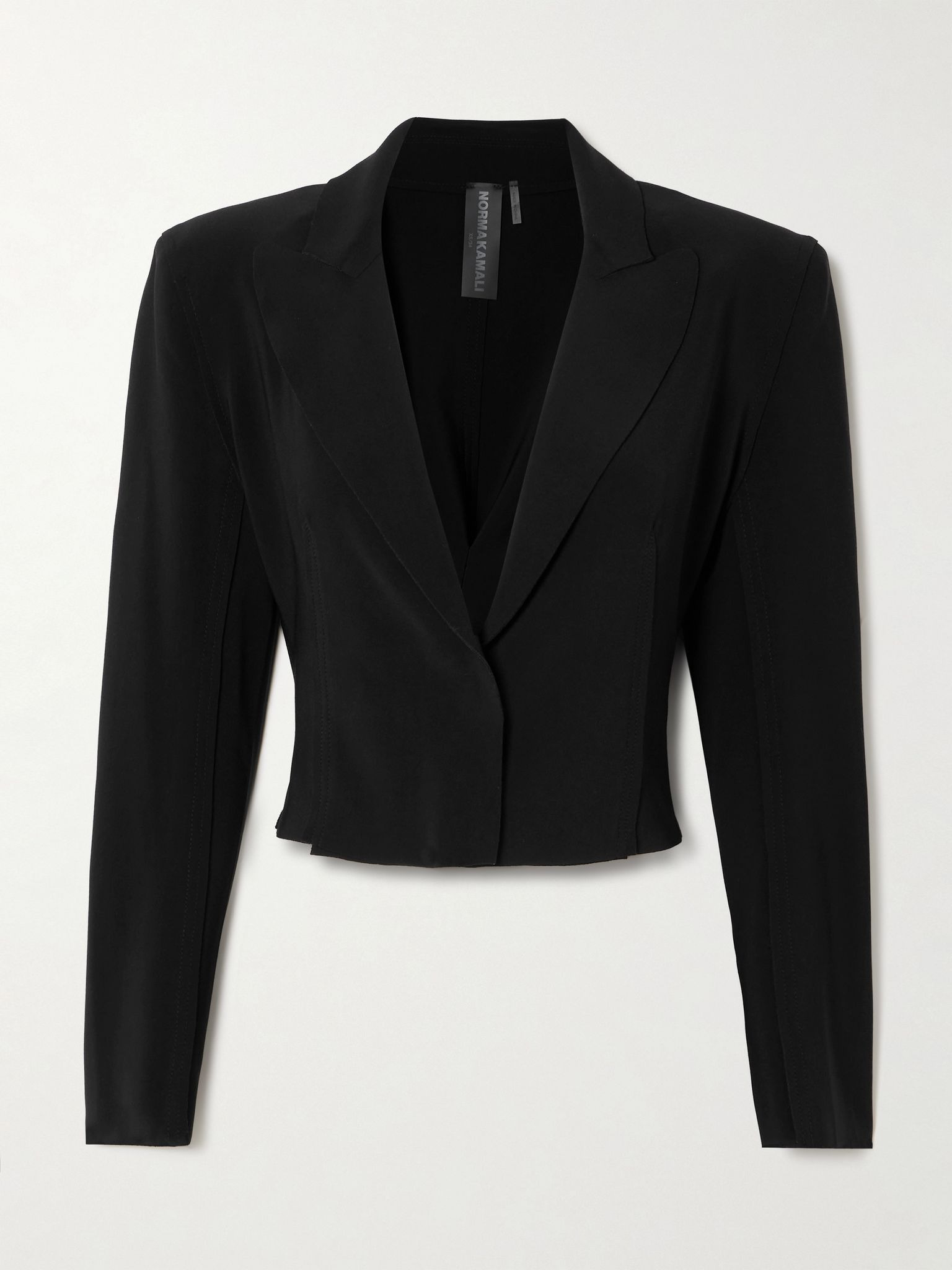 Cropped stretch-jersey blazer Black - 1