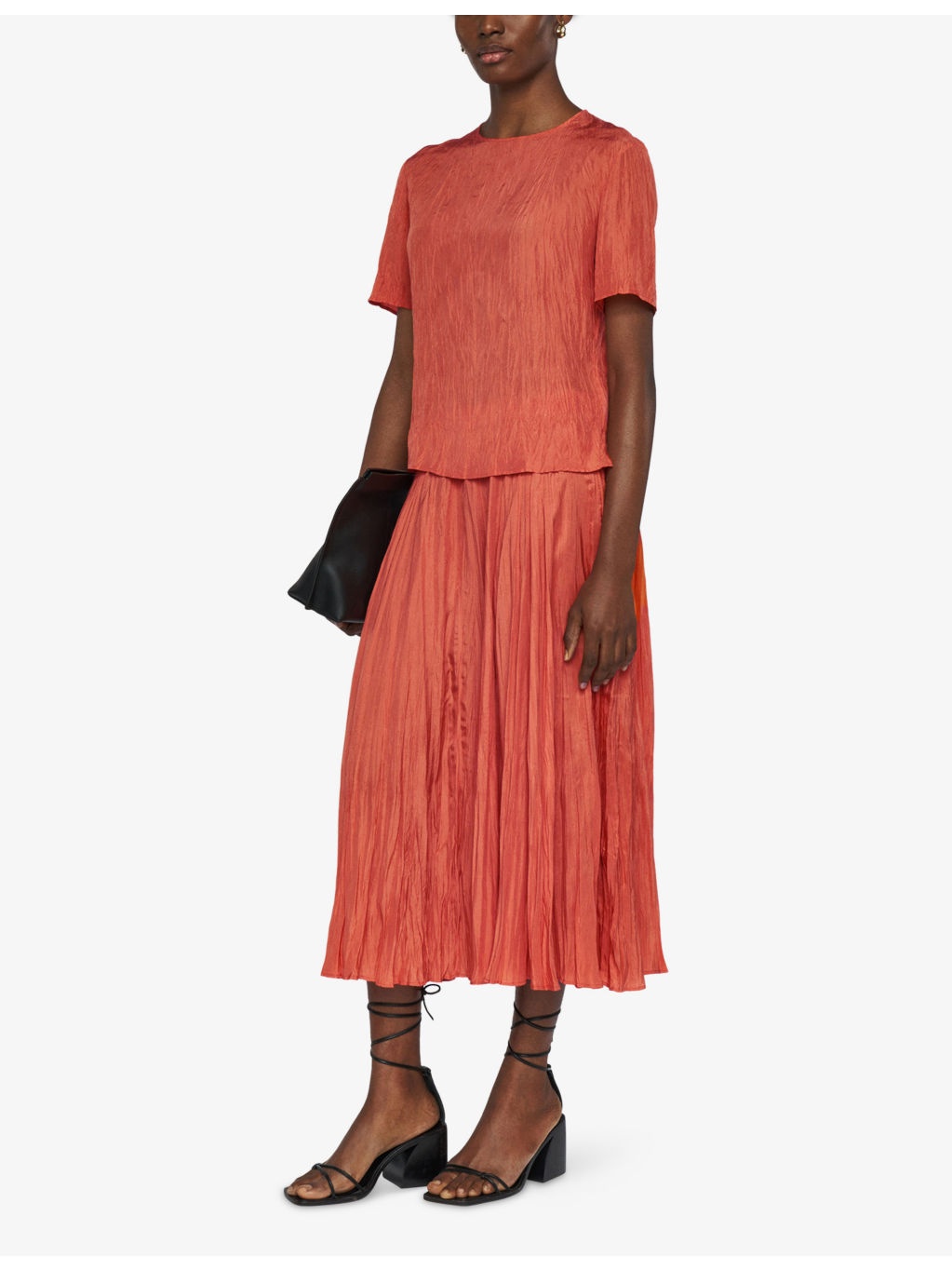 Brunet Round-Neck Crinkled-Texture Habotai-Silk Top - 2