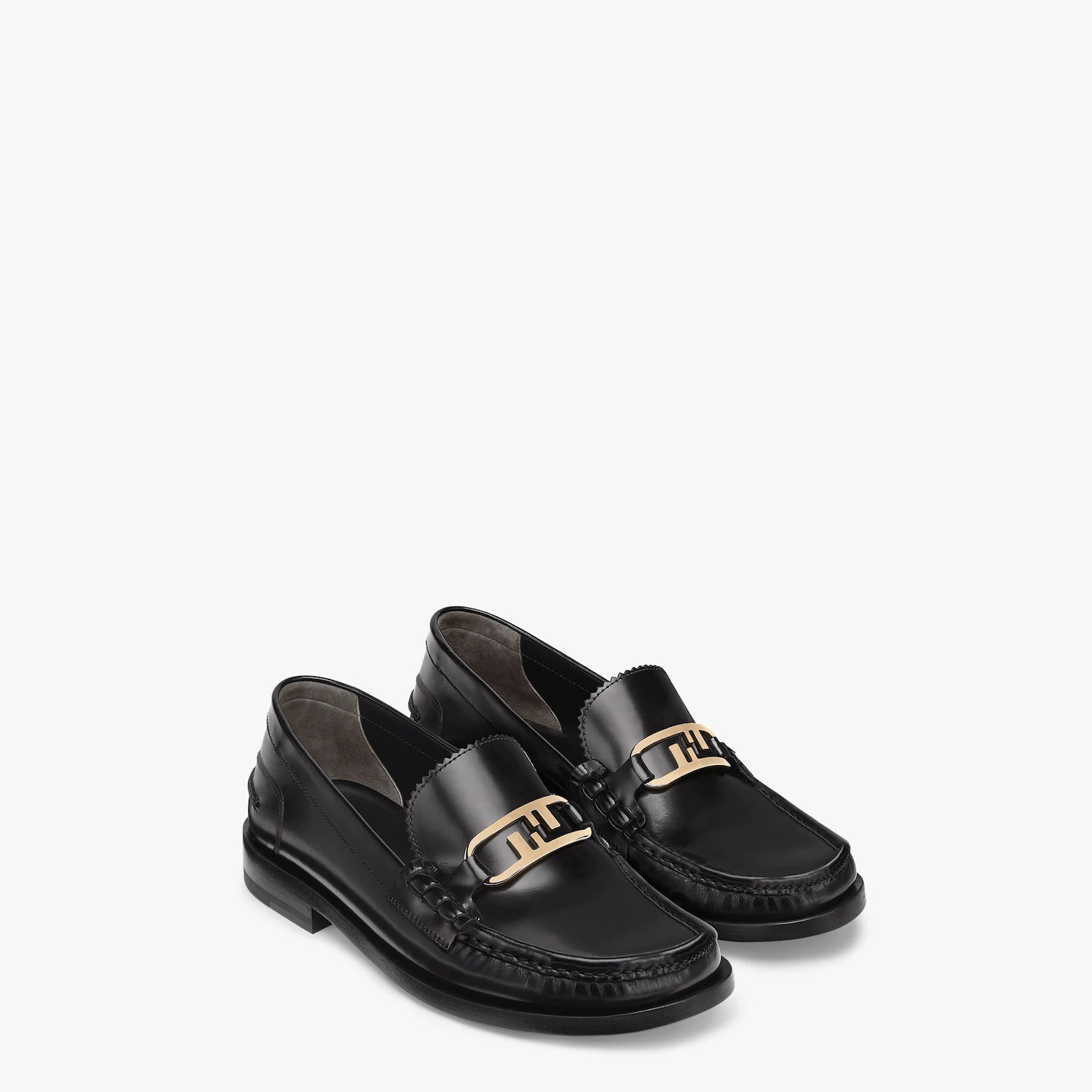 Black leather loafers - 1
