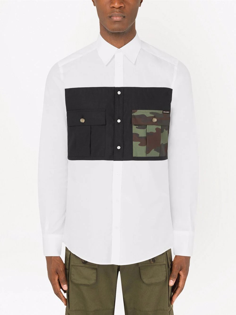 contrast camouflage-pocket shirt - 3