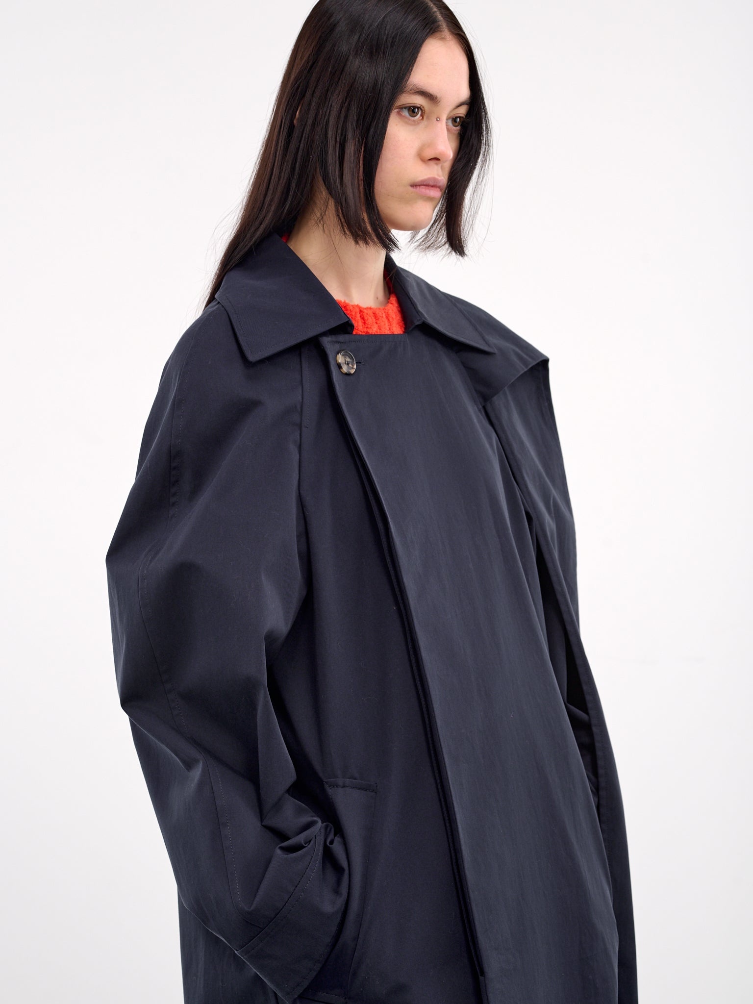 Asymmetric Cape Trench Coat - 4