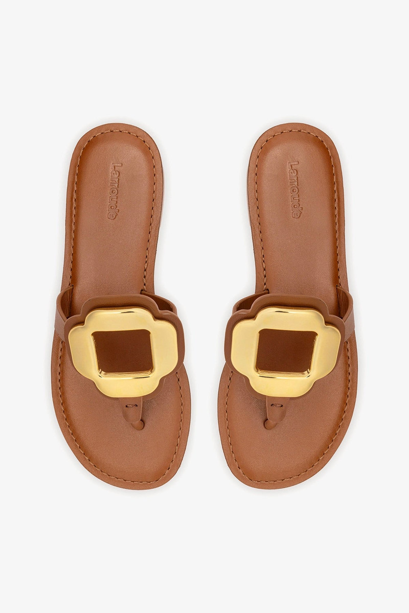 Margherita Thong Sandal In Caramel Leather 6