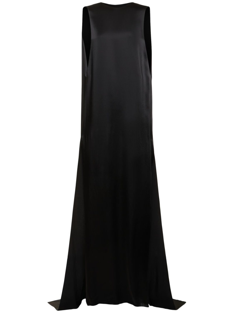 Fida open back fluid satin long dress - 1