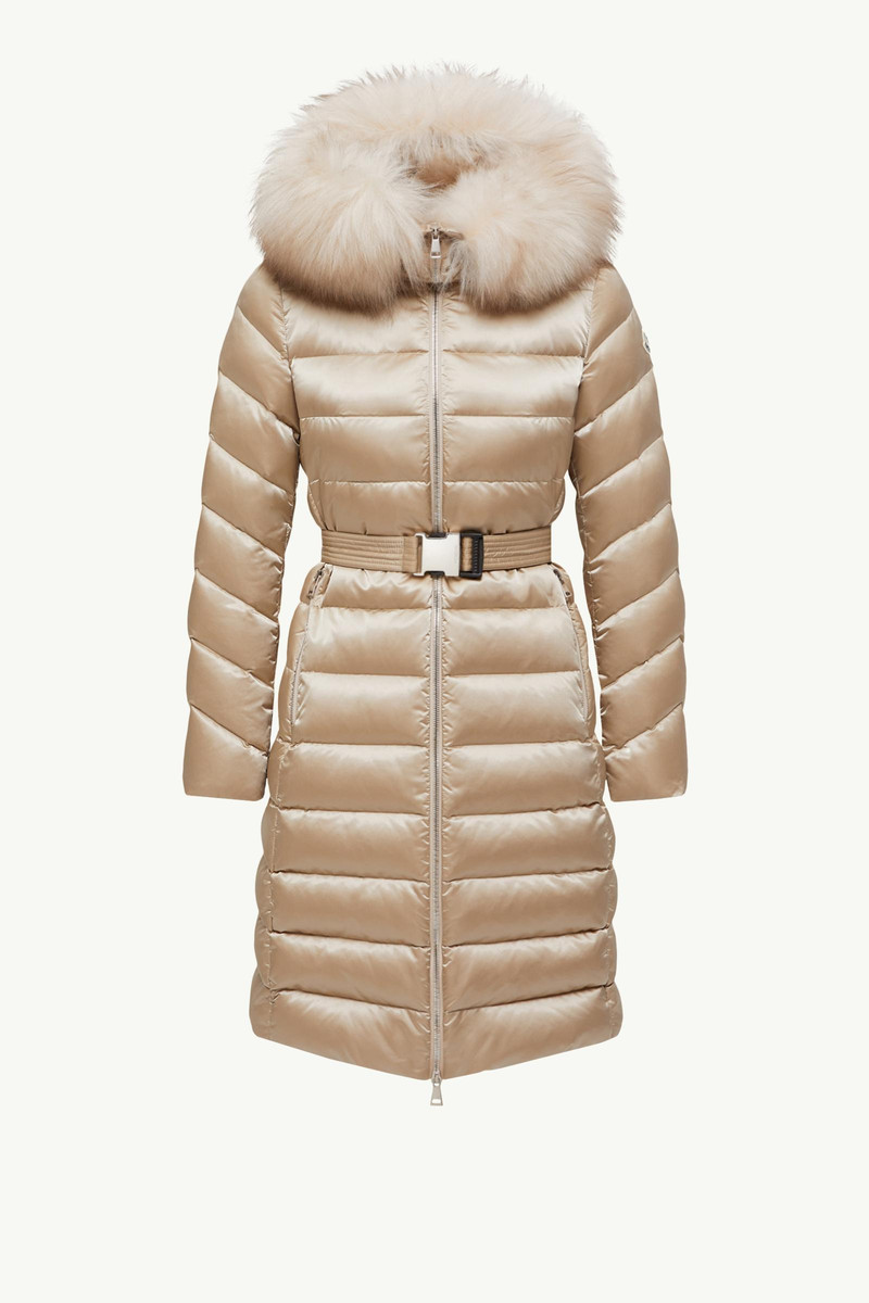 Leersie Hooded Shearling-Trimmed Long Down Jacket 1
