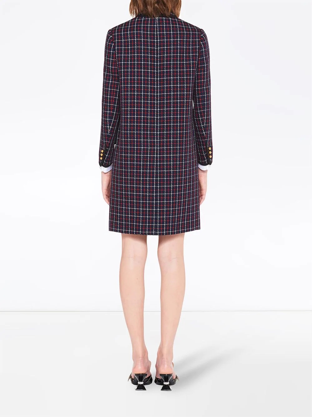 checked long-sleeved dress - 4