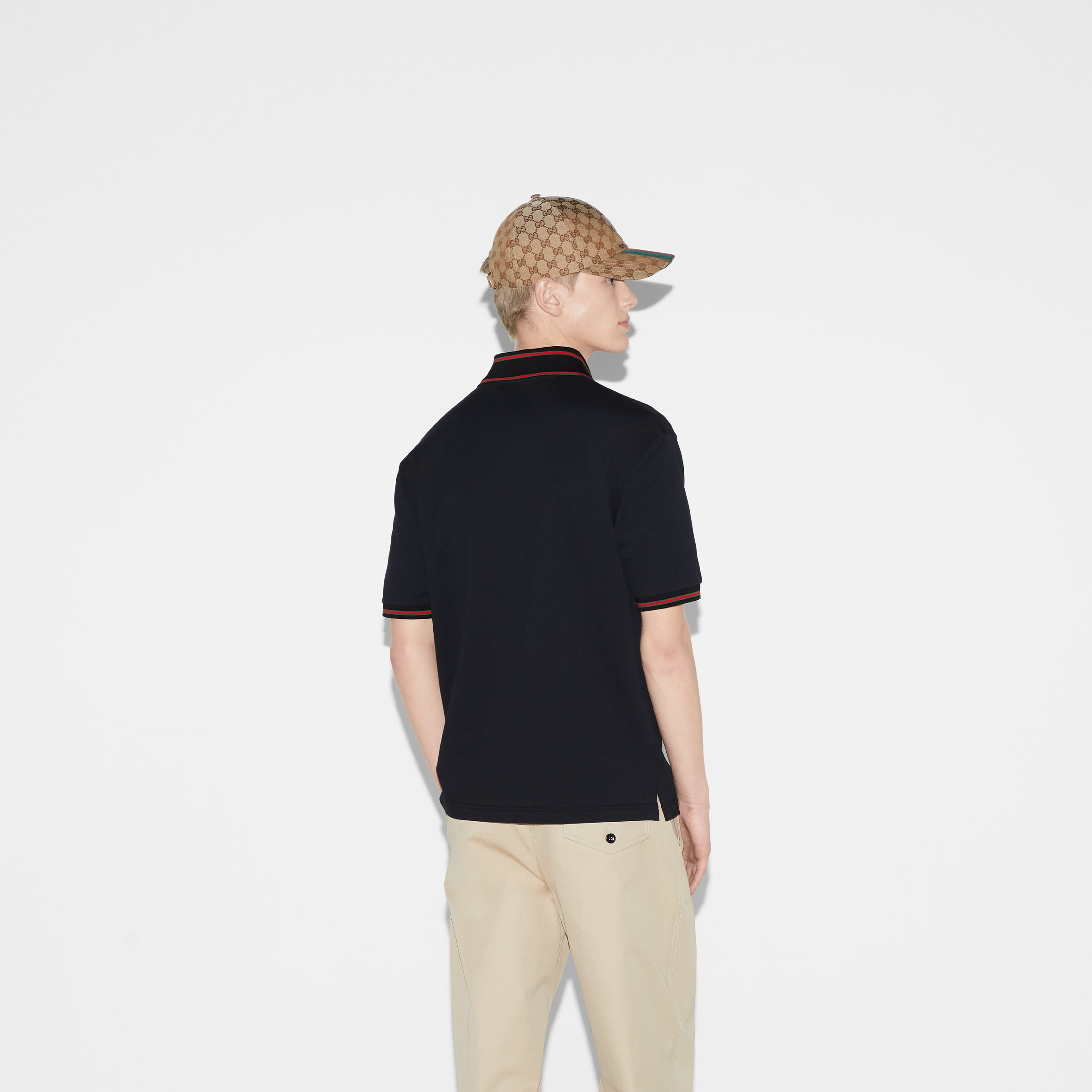 Cotton piquet polo shirt with Web - 4