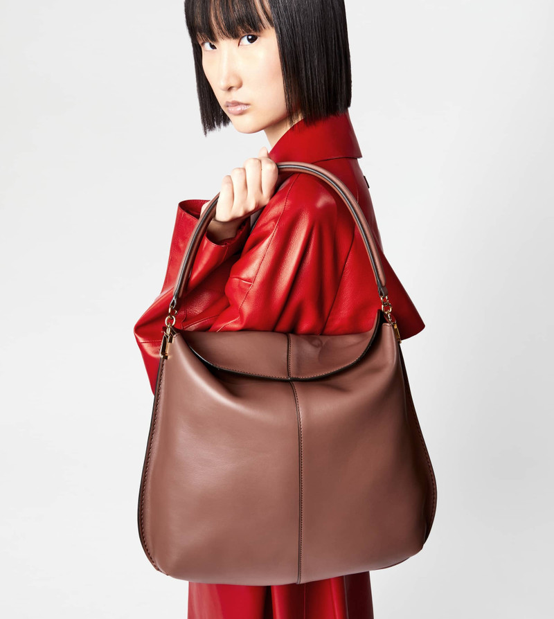 Tod's HOBO BAG TOD'S T CASE IN LEATHER LARGE - OFF WHITE outlook