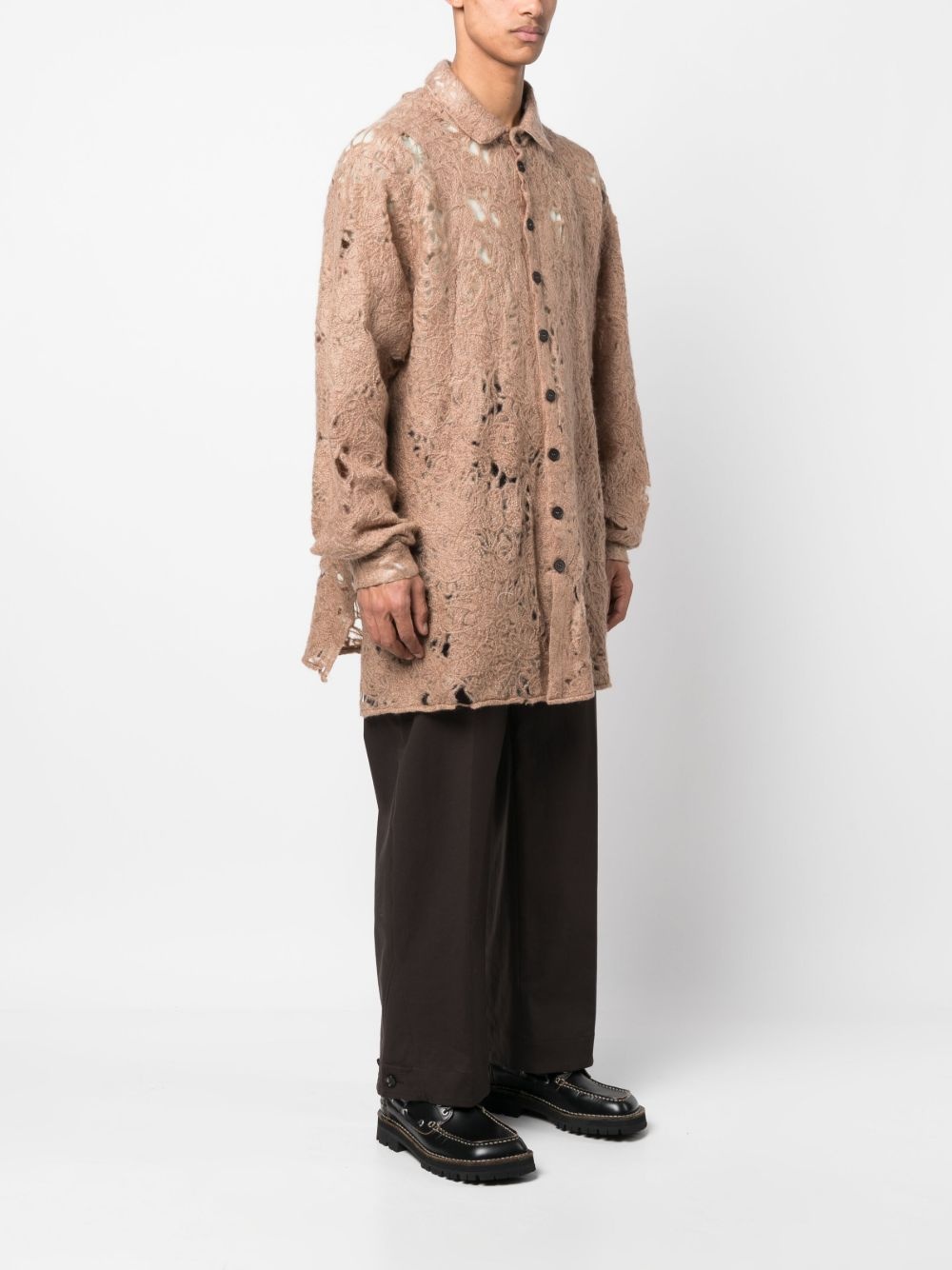 raw-cut finish long-sleeve shirt - 3