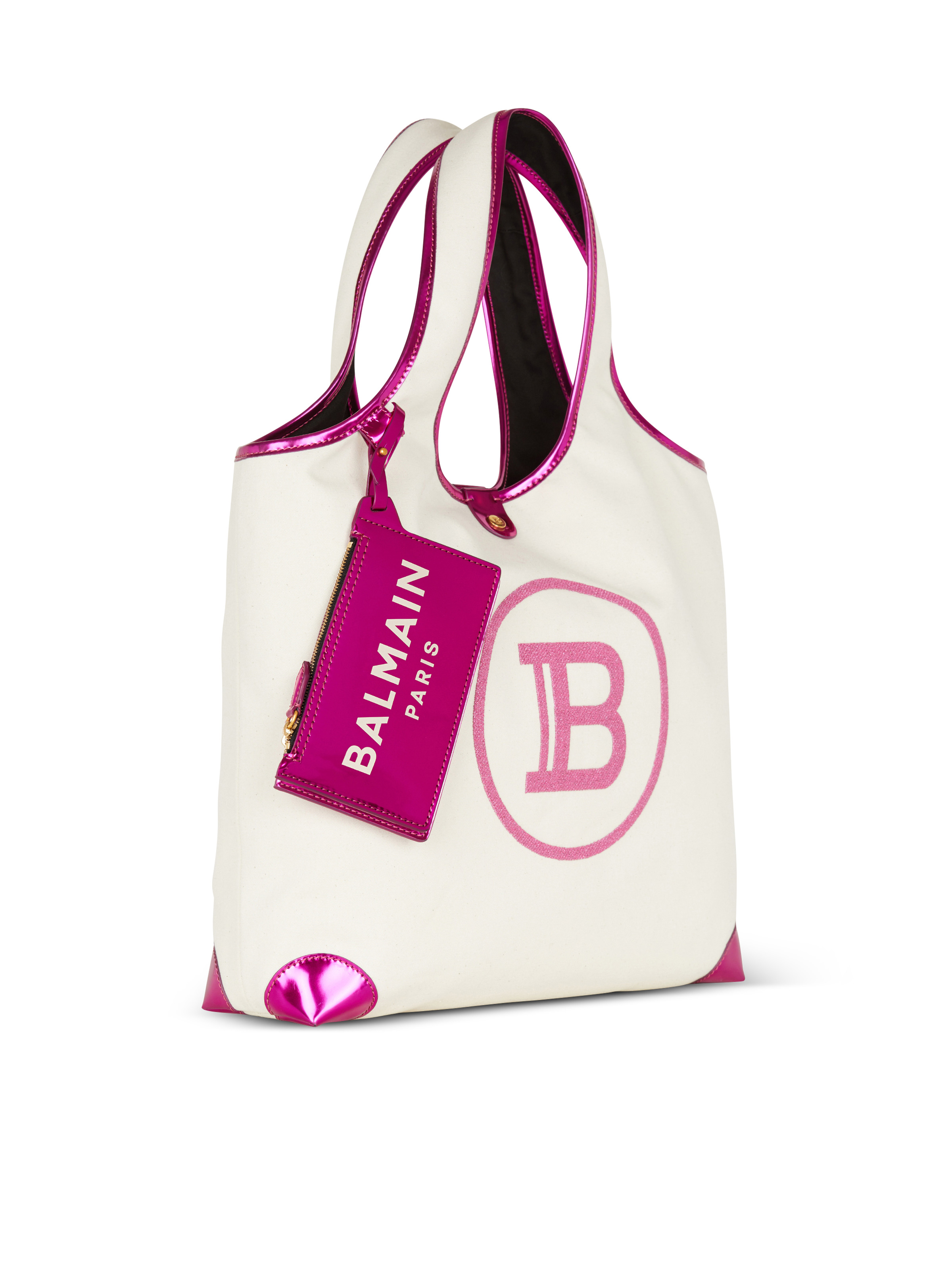 Mirror-effect leather and canvas Grocery Bag - 3
