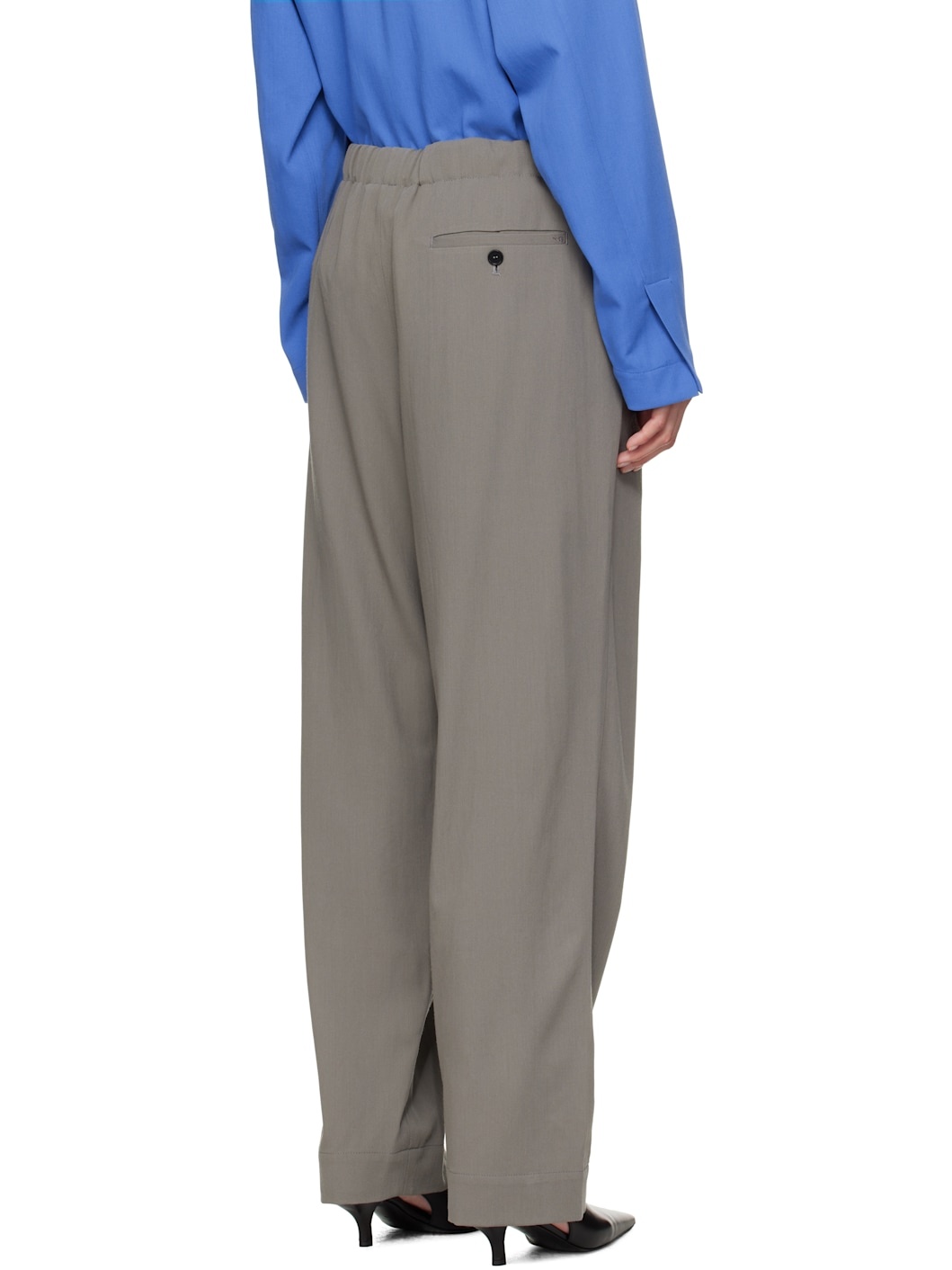 Gray Ed Twill Drawstring Trousers - 3