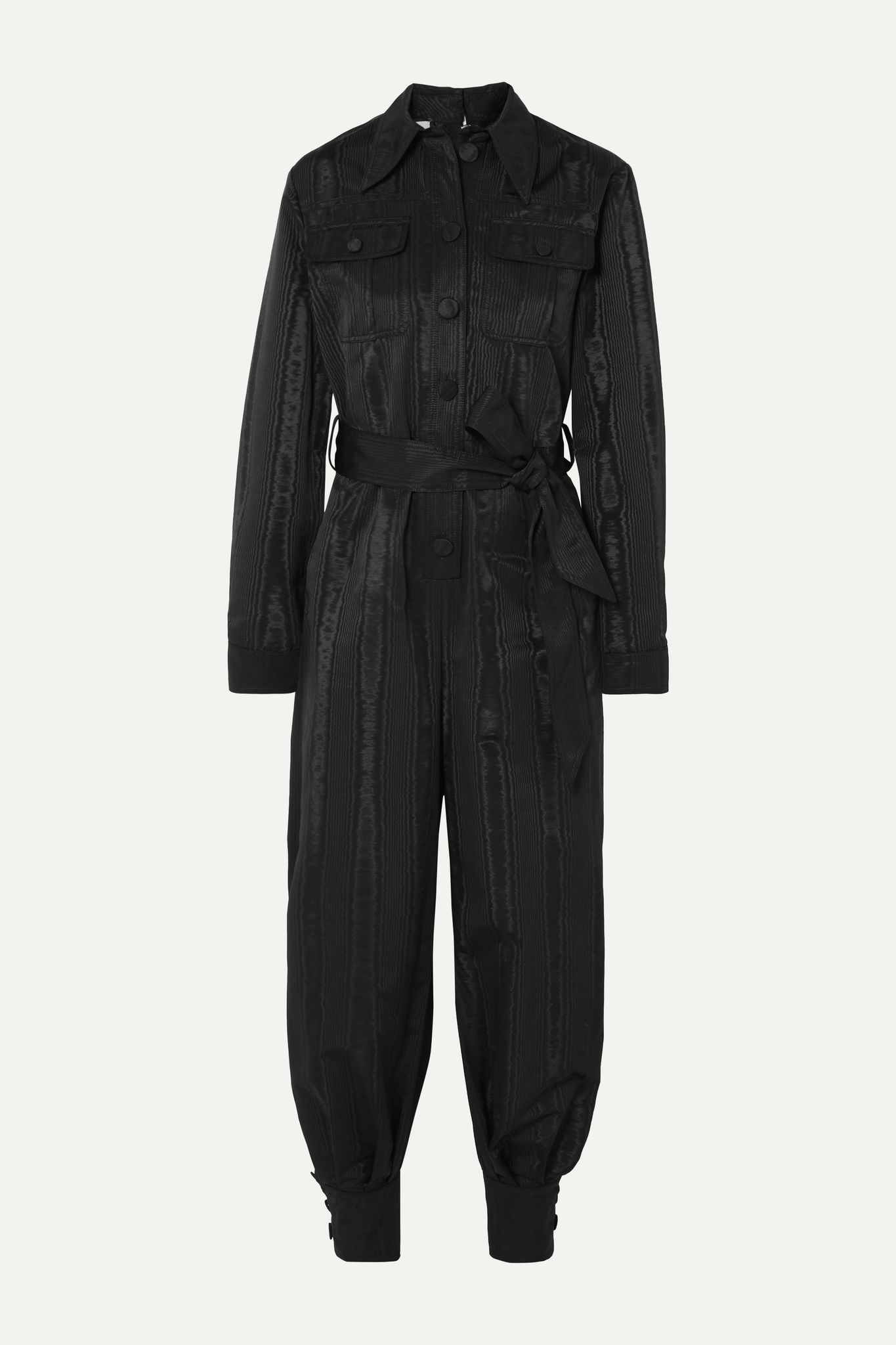 Belted moire jumpsuit  - 1