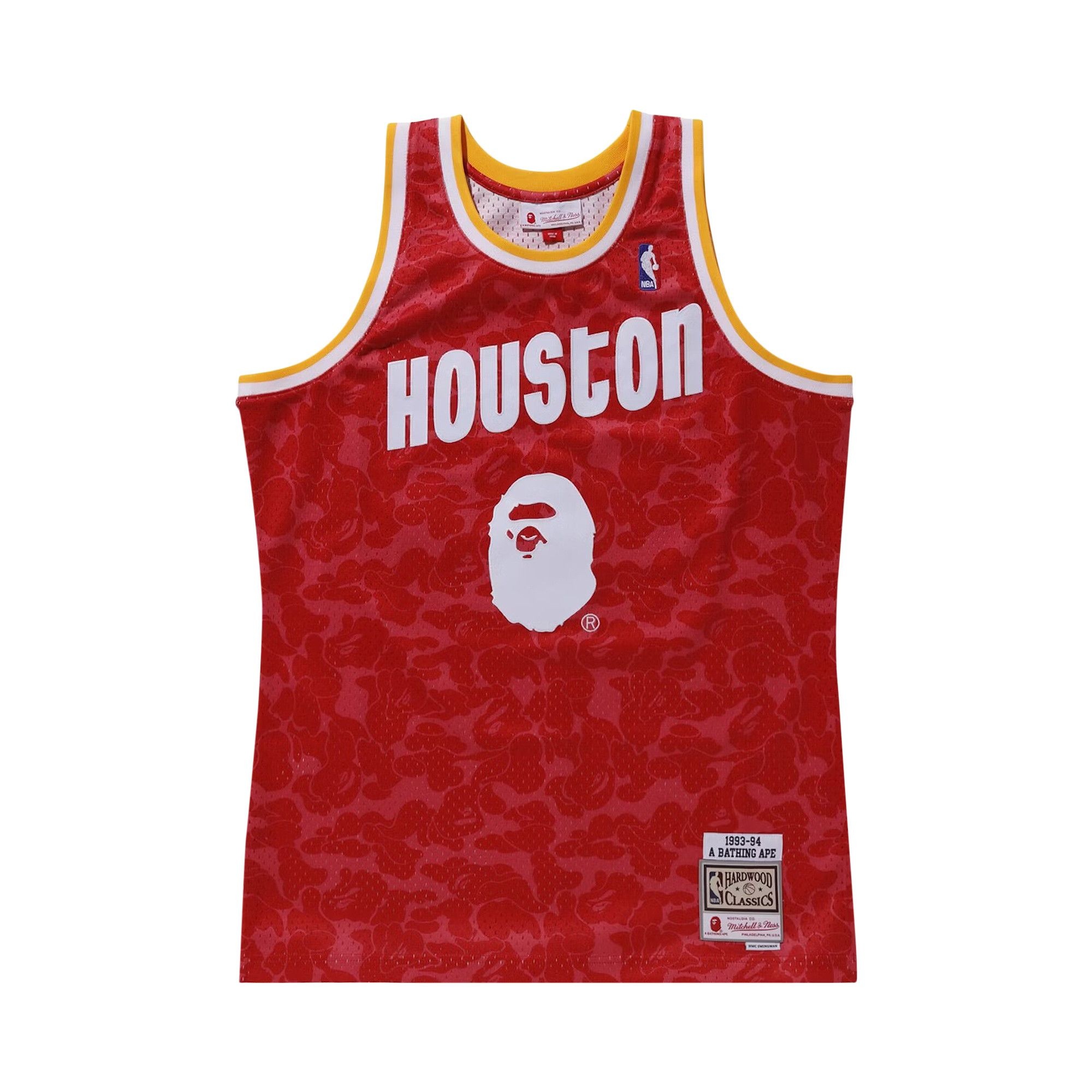 BAPE x Mitchell Ness Rockets Camo Basketball Swingman Jersey 'Red' - 1