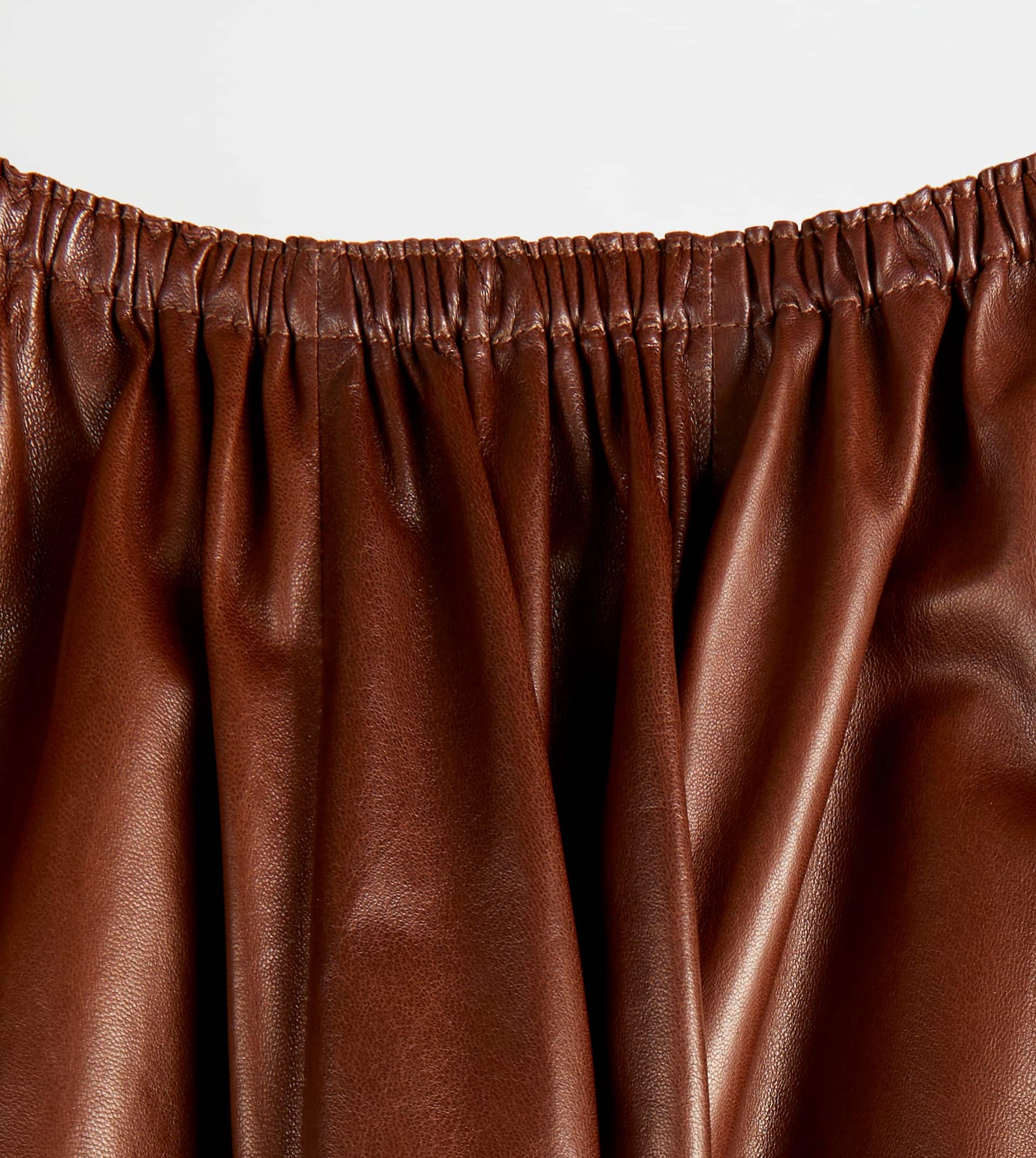FLARED SKIRT IN LEATHER - BROWN - 10