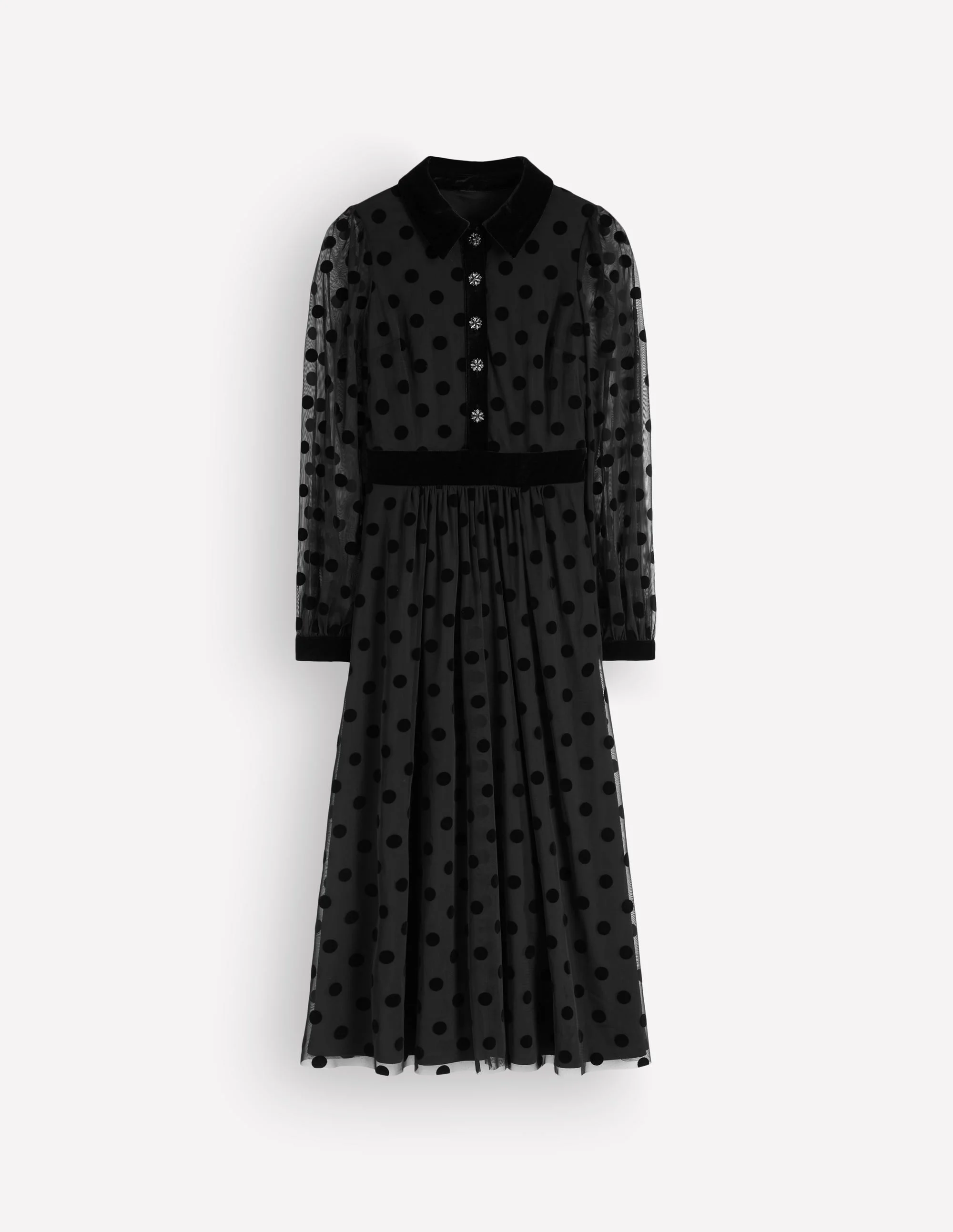 Contrast Detail Tulle Dress-Black - 1