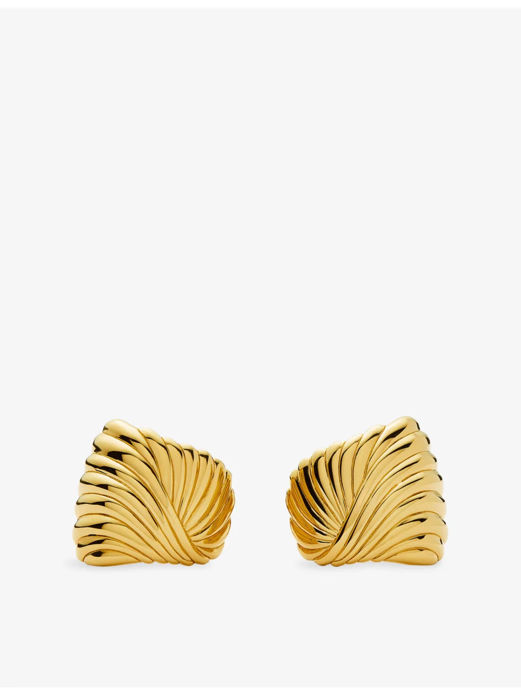 Ripple 18ct Yellow Gold Plated Brass Stud Earrings - 1