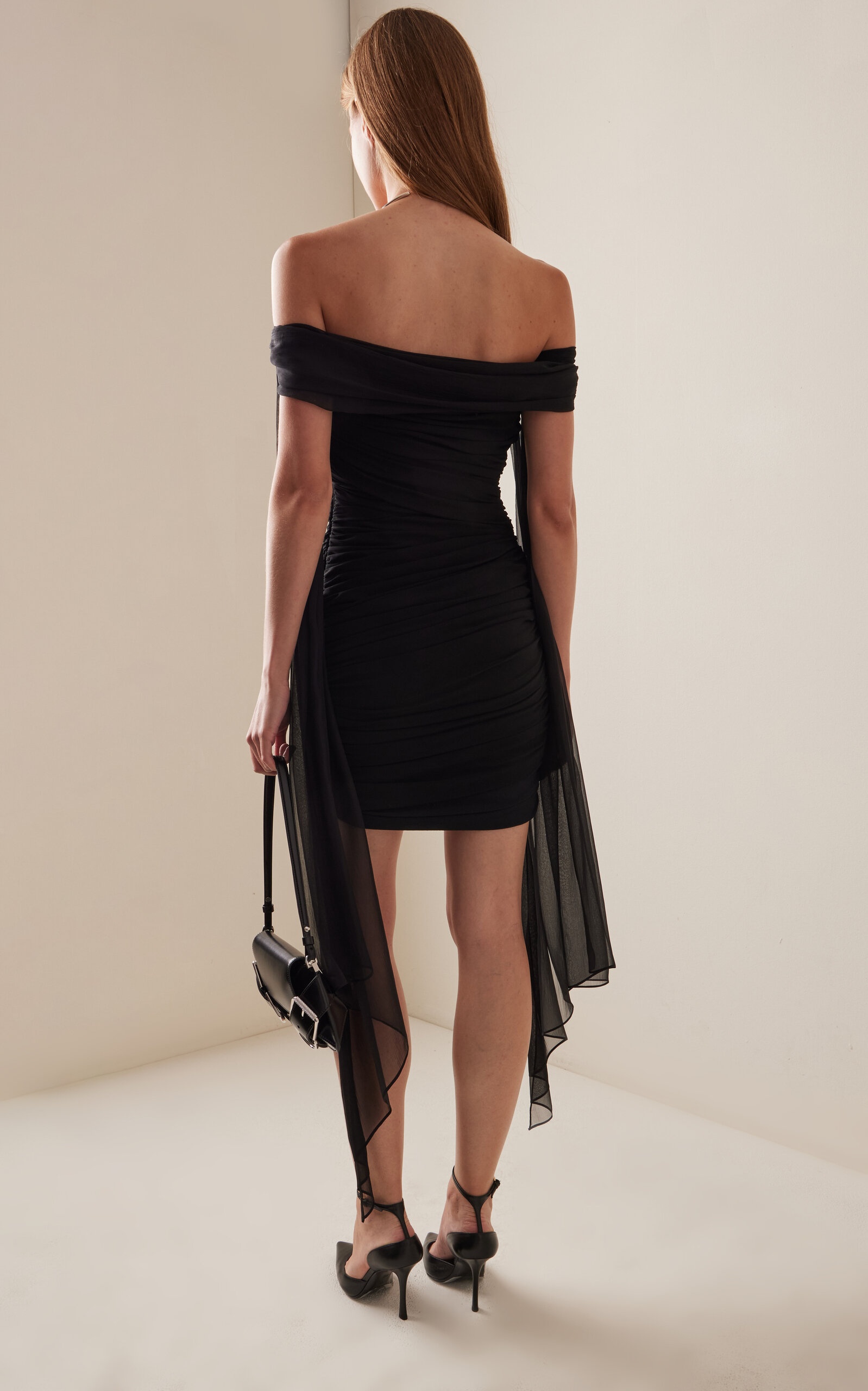 Draped Mini Dress black - 4