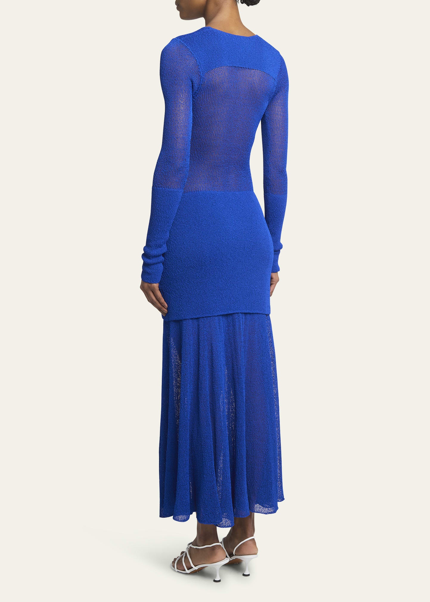 Anita Long-Sleeve Sheer Open-Knit Layered Maxi Dress - 3