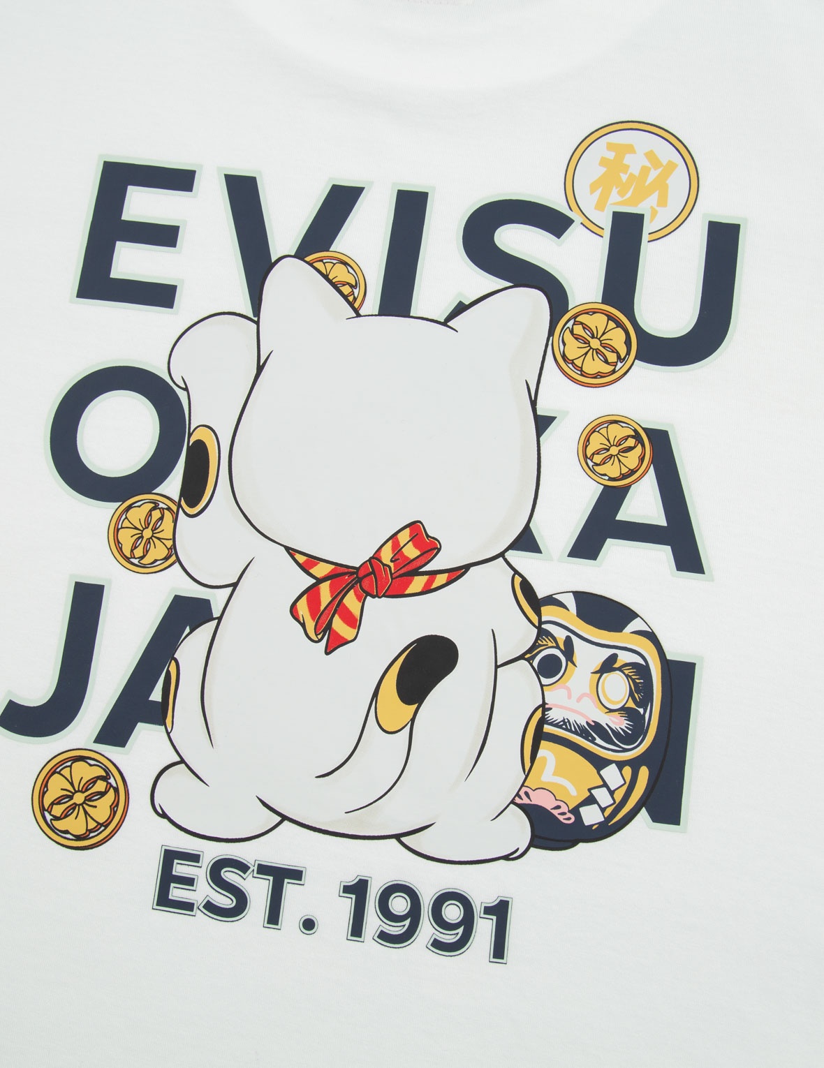 FORTUNE CAT BACK VIEW PRINT T-SHIRT - 8