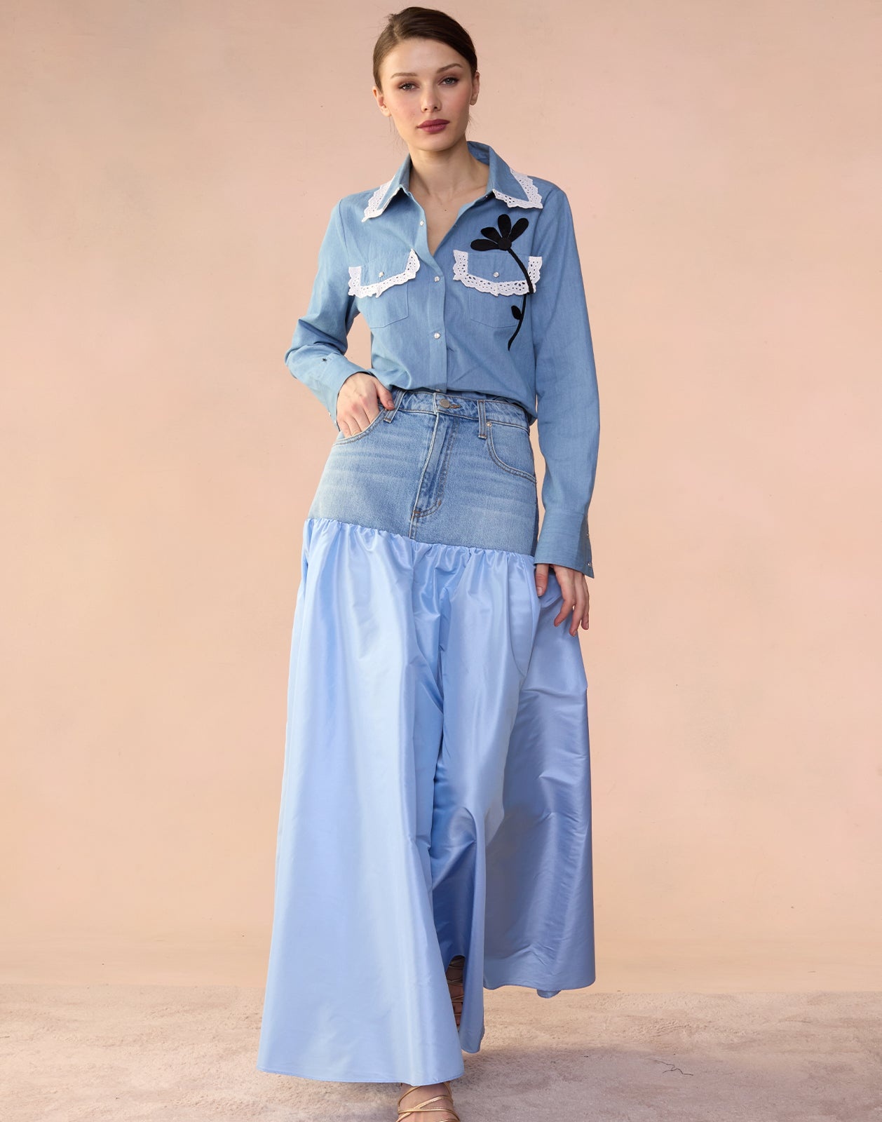 Denim Taffeta Skirt - 3