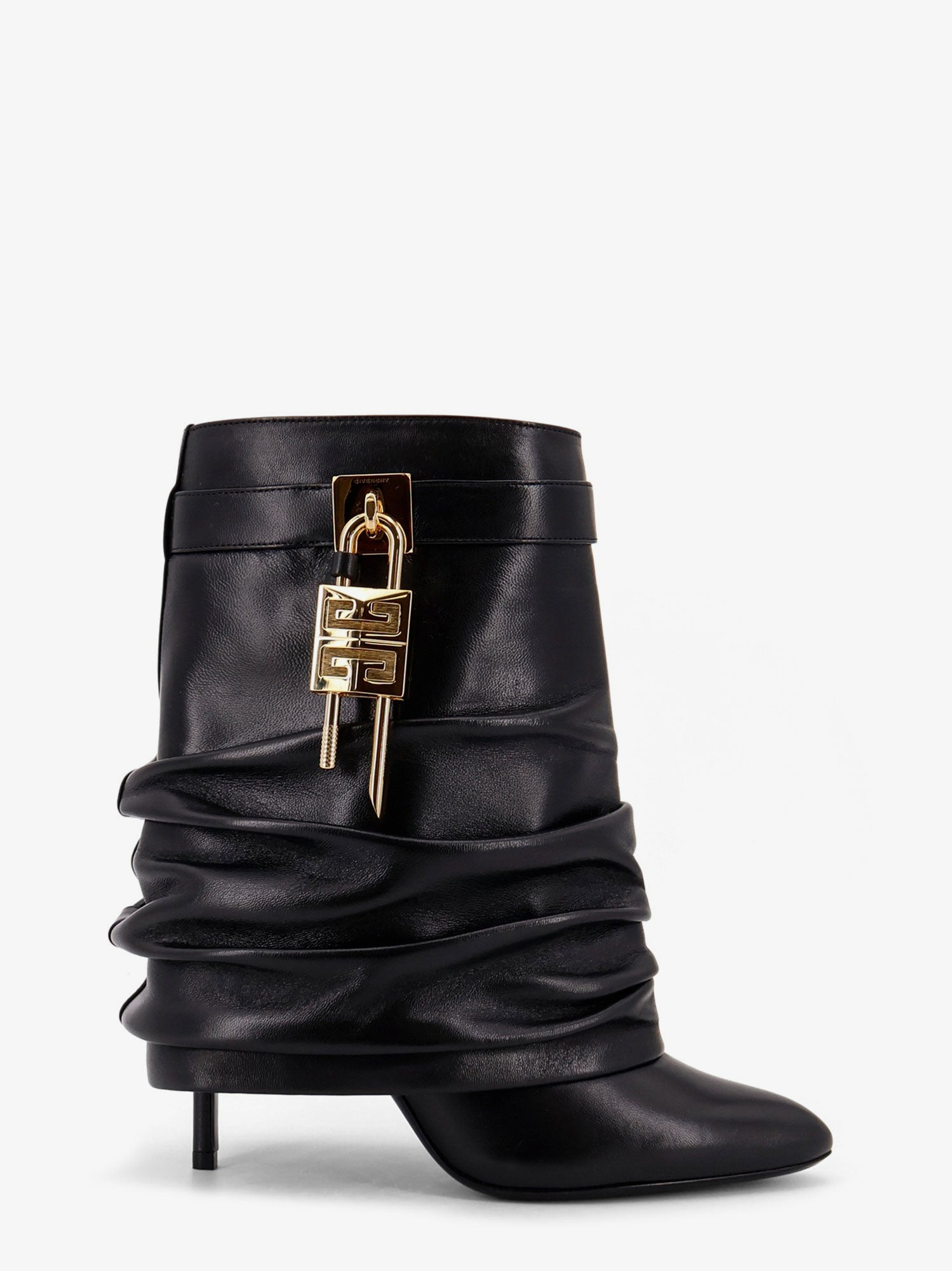 Shark Lock Stiletto Leather Ankle Boots - 1