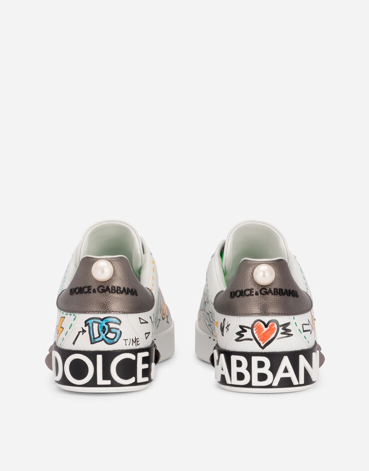 Calfskin Portofino sneakers with embroidery and studs - 3