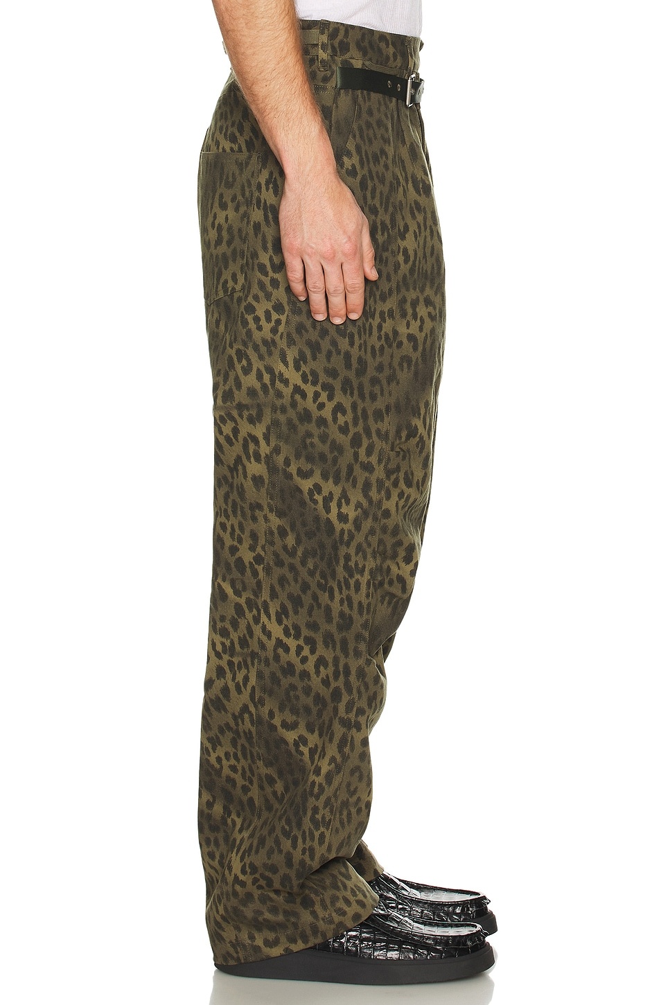 Unisex Leopard Cross-Over Wide Jeans - 4