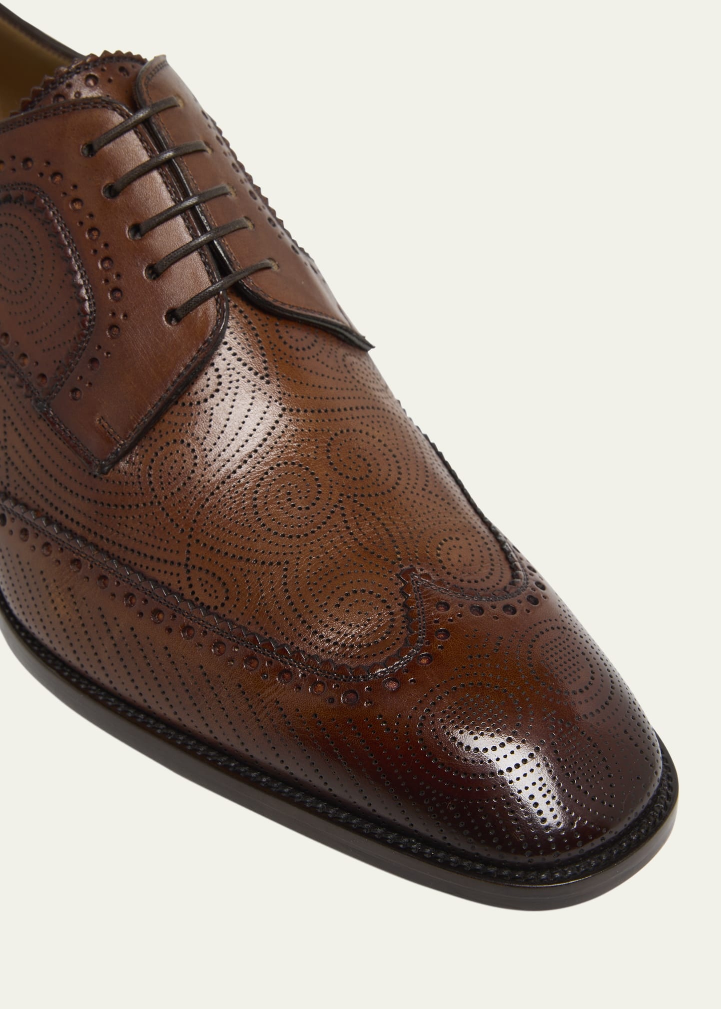 Men's Grave Wingtip Brogue Leather Derby Shoes - 4