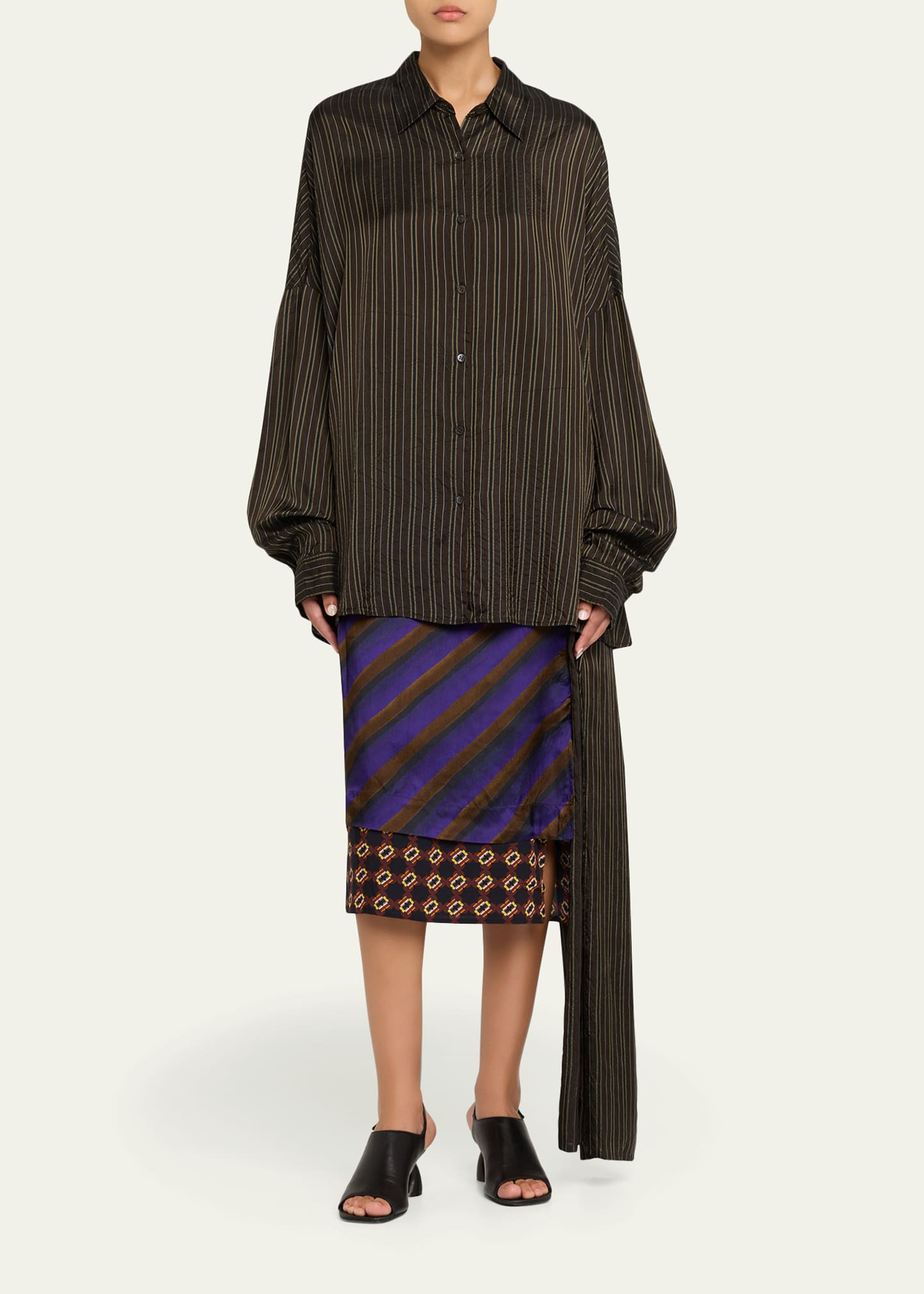 Senice Striped Drape Skirt - 2
