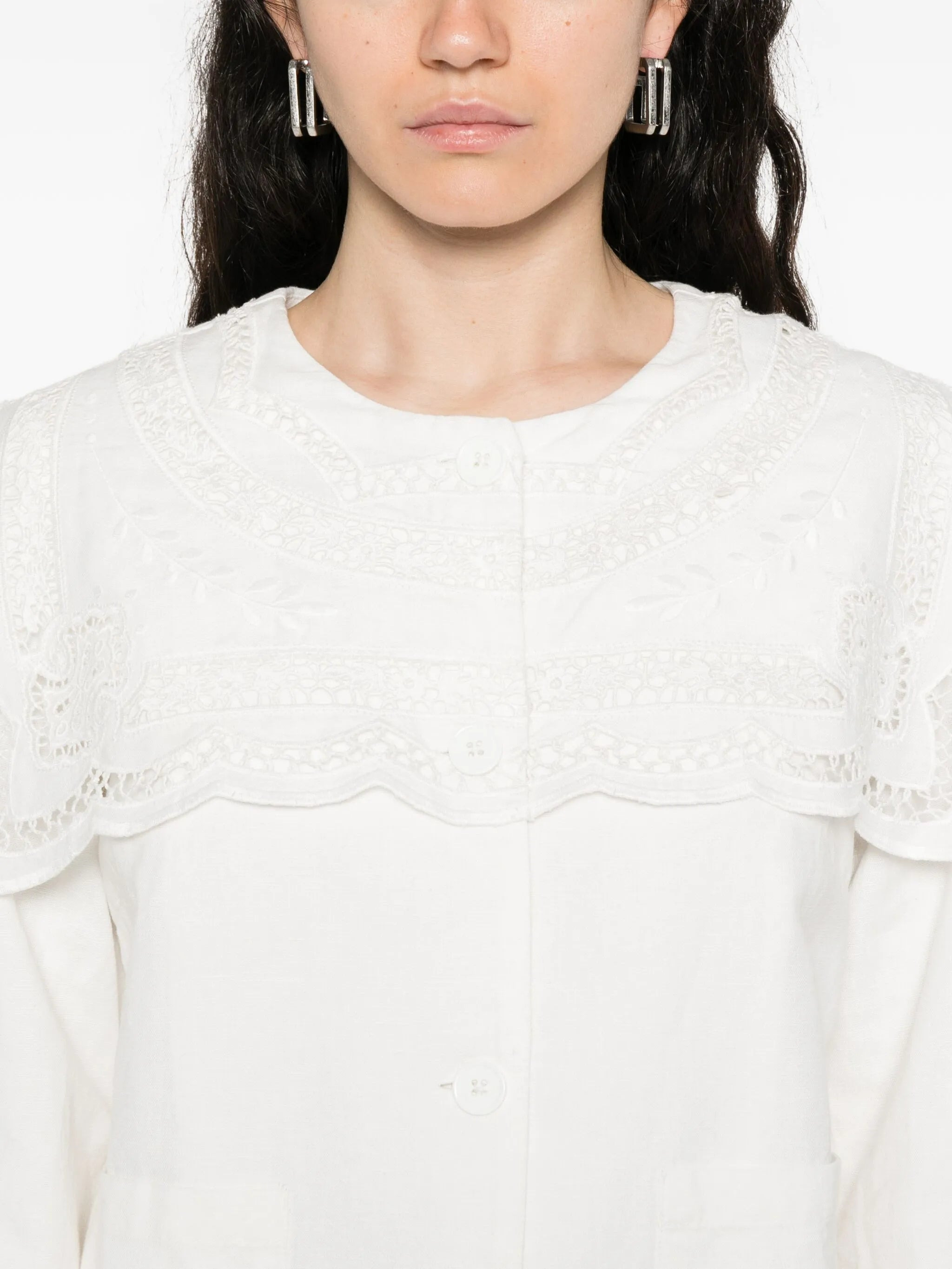 Sea Lace-trimmed Linen-cotton Jacket - 5