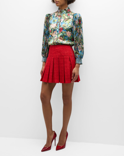 Alice + Olivia Emilie Box Pleated Tweed Mini Skirt outlook