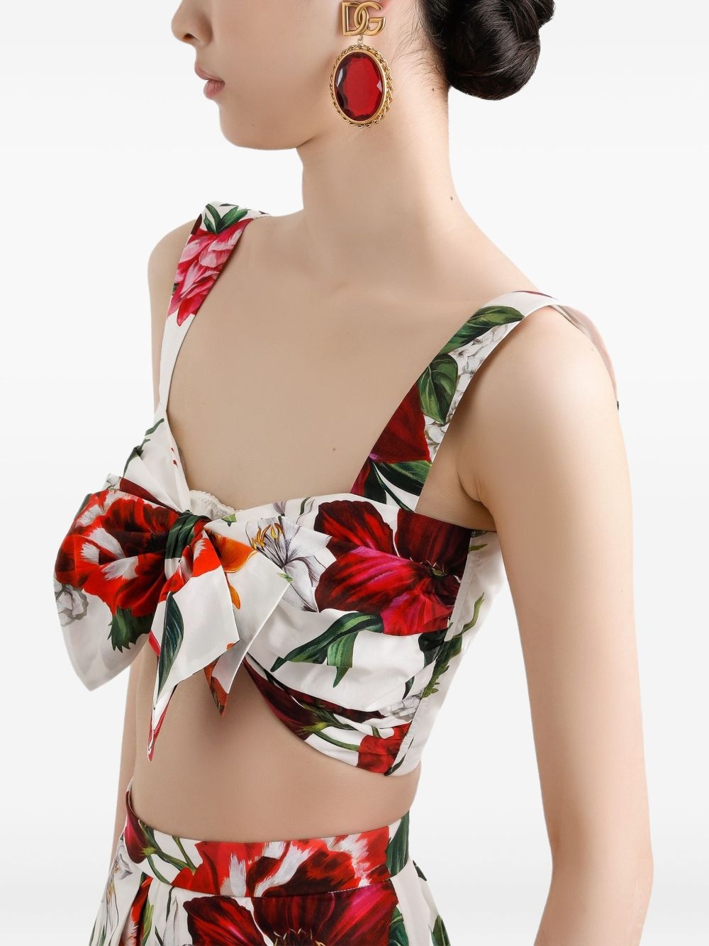 floral-print crop top - 4