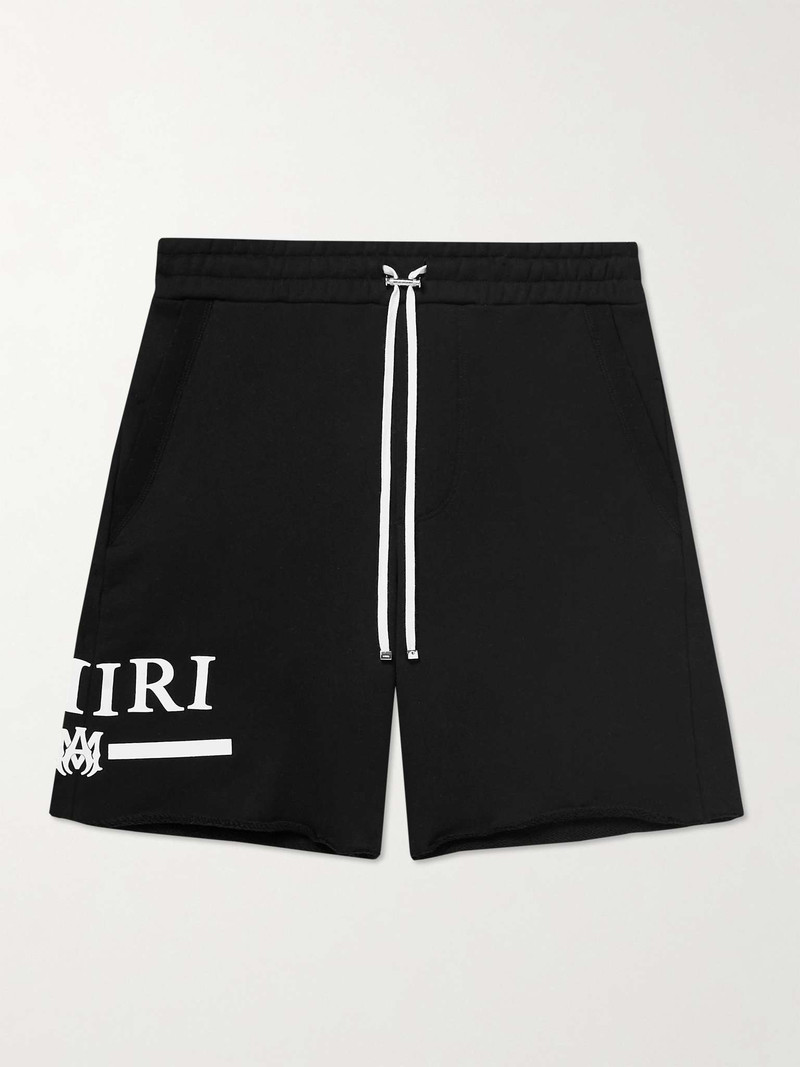 Straight-Leg Logo-Flocked Cotton-Jersey Drawstring Shorts - 1