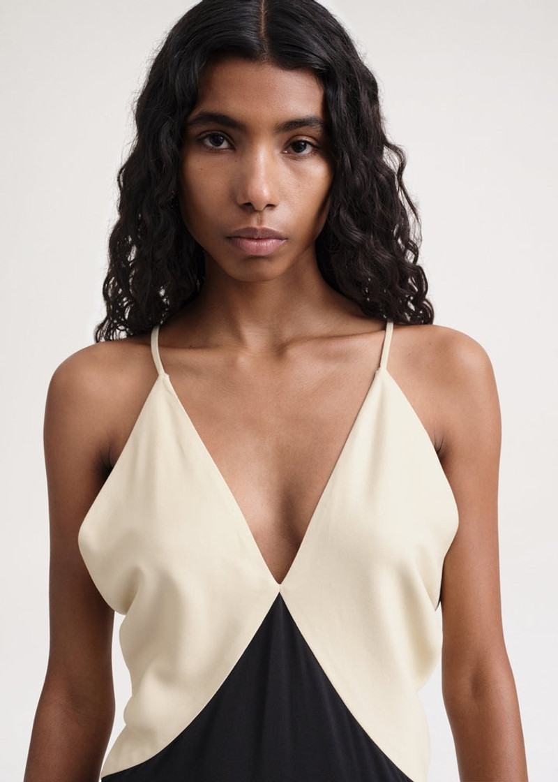 Draped twill cami dress black 5