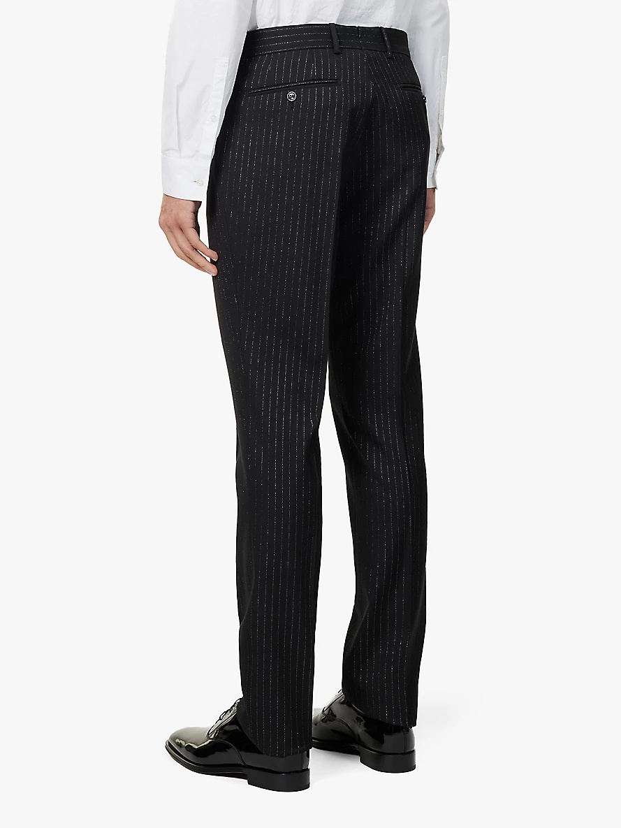 Striped single-breasted regular-fit wool-blend suit - 8