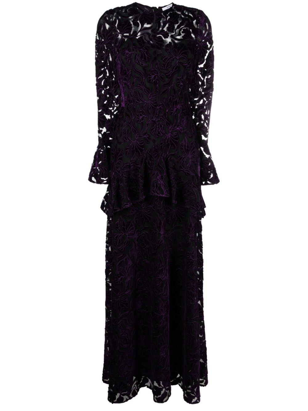 lace-detailing semi-sheer dress - 1