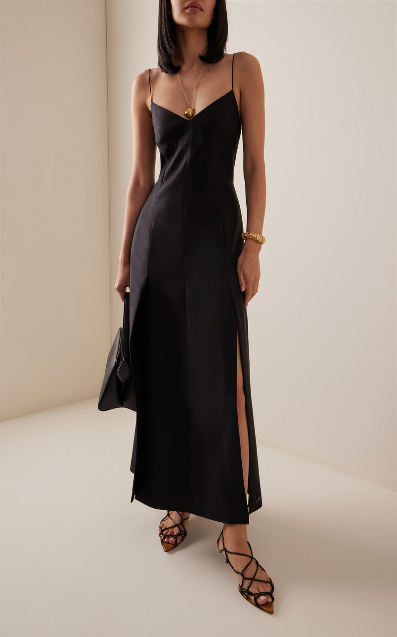 HEIRLOME Alyona Wool-Silk Maxi Slip Dress black outlook