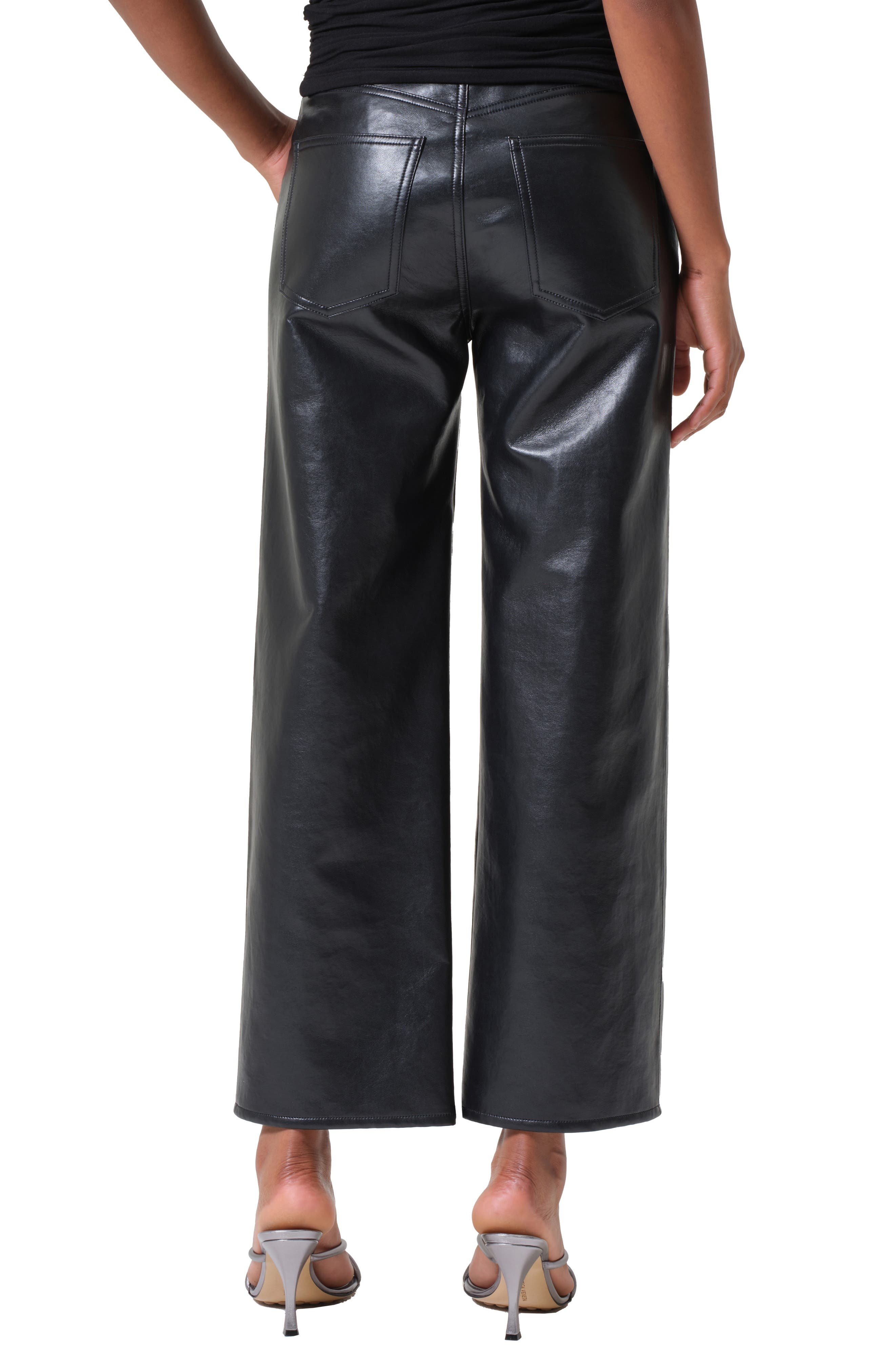 AGOLDE Ren High Waist Ankle Wide Leg Leather Blend Pants in Detox at Nordstrom - 2
