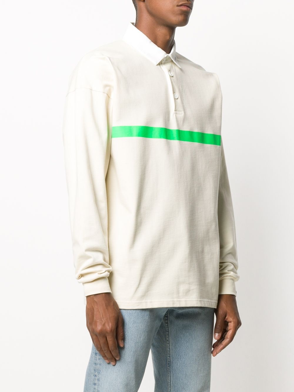 contrast-stripe long-sleeve polo shirt - 3