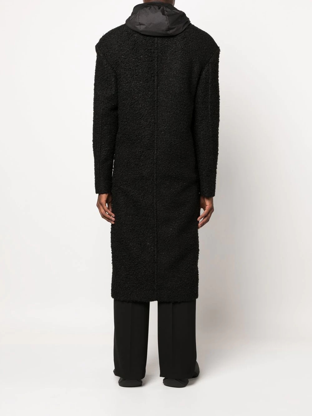 bouclé layered single-breasted coat - 4