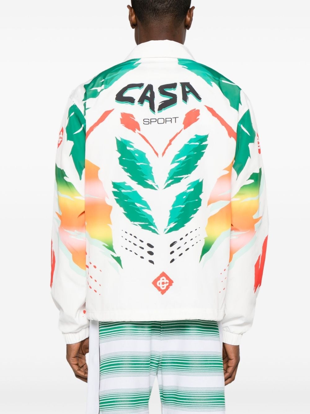 PRINTED NYLON MENS PRINTED COACH JACKET CASA MOTO WHITE - 4