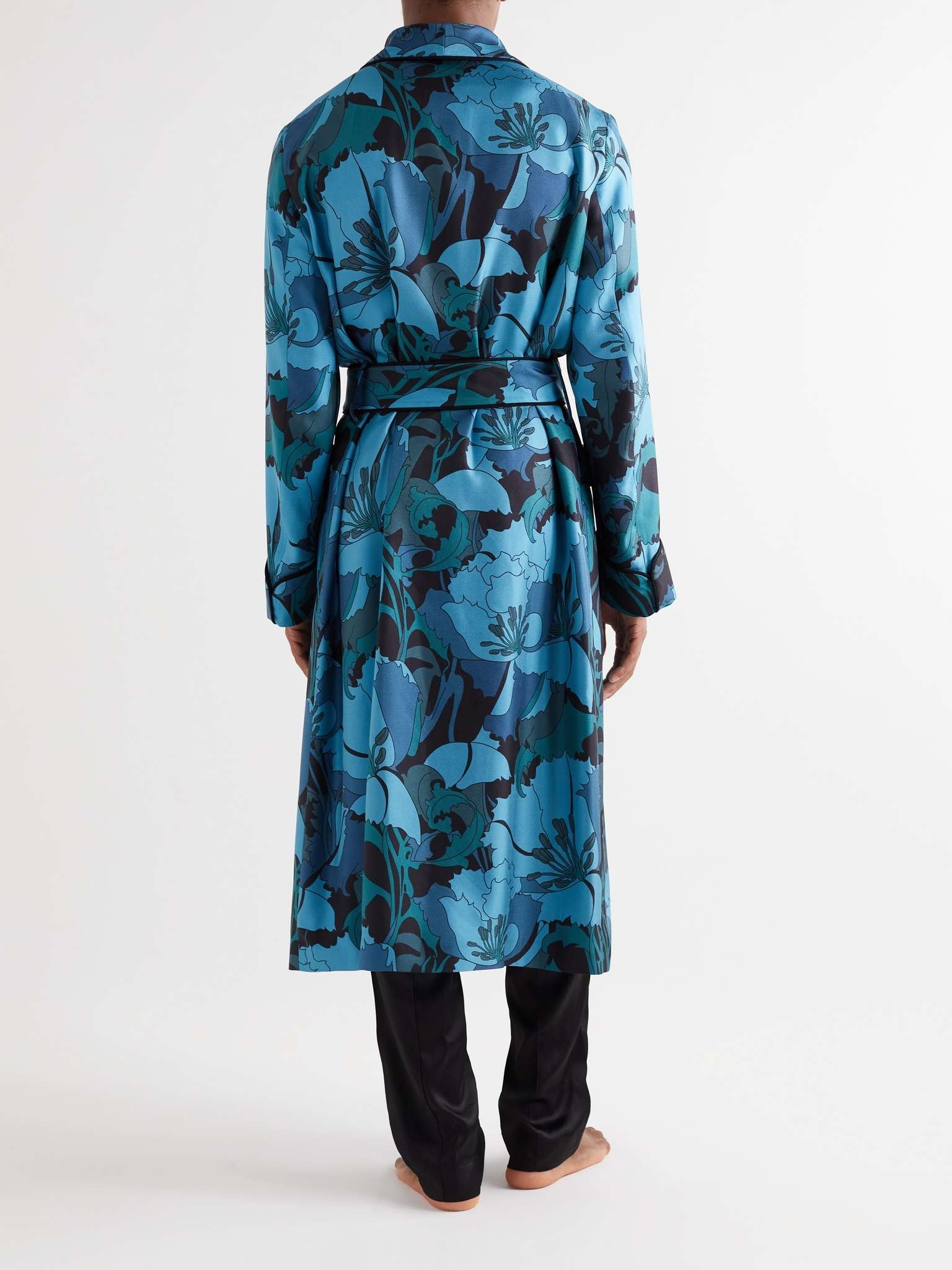 Tasselled Piped Floral-Print Silk-Twill Robe - 3