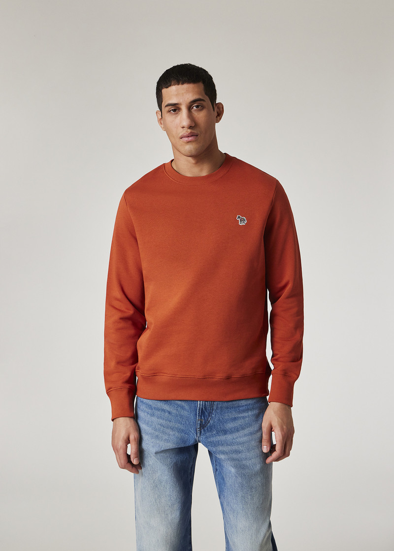 Rust Orange Organic Cotton 'Zebra' Badge Sweatshirt 5