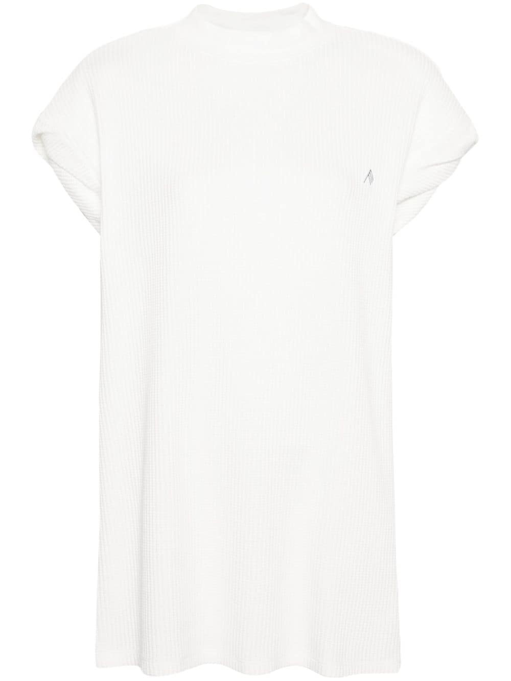 shoulder-padded waflle-effect T-shirt - 1