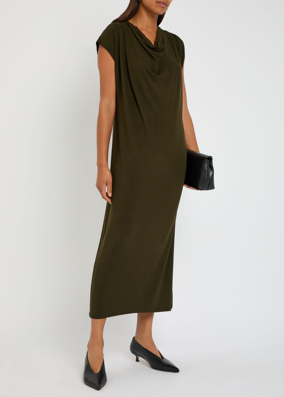 Vince Draped Jersey Midi Dress - 4